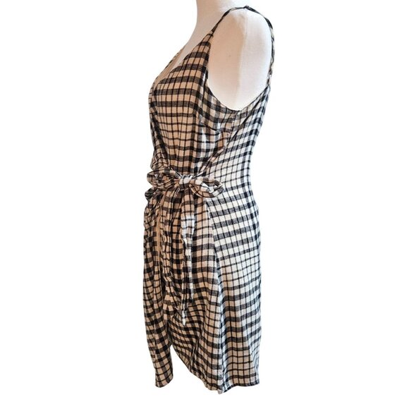 Free People Nodia Black & White Gingham Wrap Dress 2 Spring Summer Beach - Picture 4 of 15